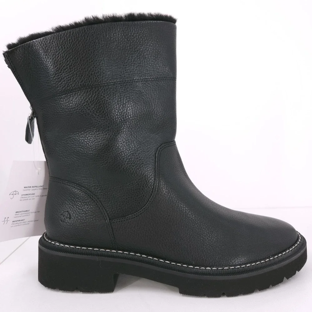 Naturalizer Sense Black Leather Ankle Winter Booties Womens Size 9.5‎ WW